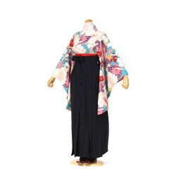 kf-129 水色地に菊,牡丹,桜