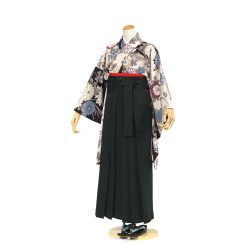 kf-85 黒×白地に花模様