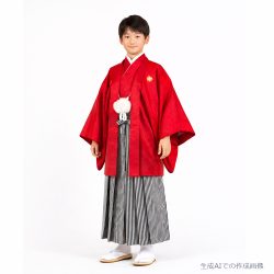 男の子・羽織袴　赤　大人兼用サイズ