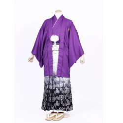 紫ラメ色紋付　羽織袴セット