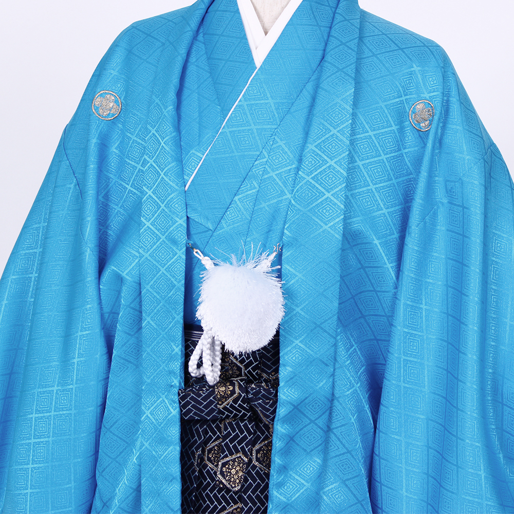 青色紋付 羽織袴セット   着物レンタルまつうら貸衣装・貸衣裳
