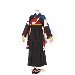 kf-181 白×黒×赤×青ブロック柄