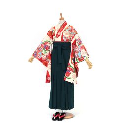 kf-217 白×赤地 扇,花模様