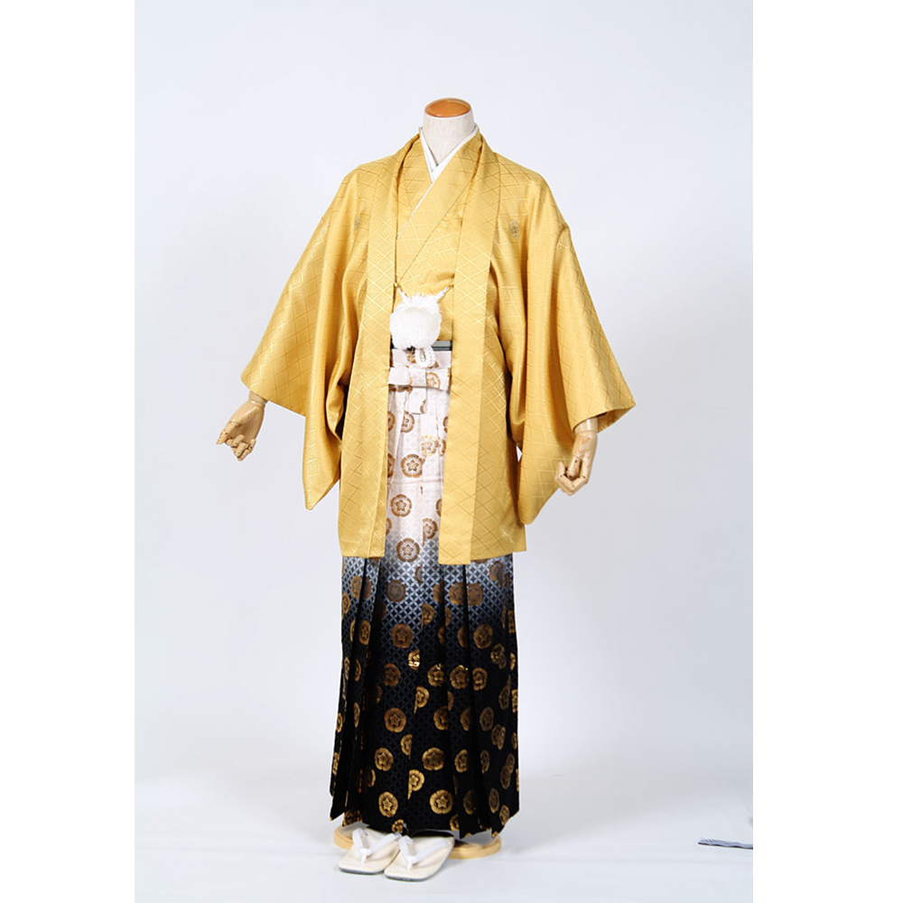 黄（金）色紋付 羽織袴セット | 着物レンタルまつうら（貸衣装・貸衣裳