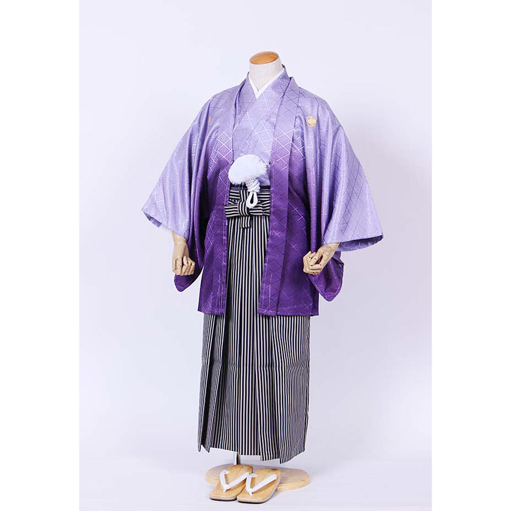 男の子・羽織袴 紫ぼかし羽織袴JrセットNo17 小学生用サイズ | 着物 