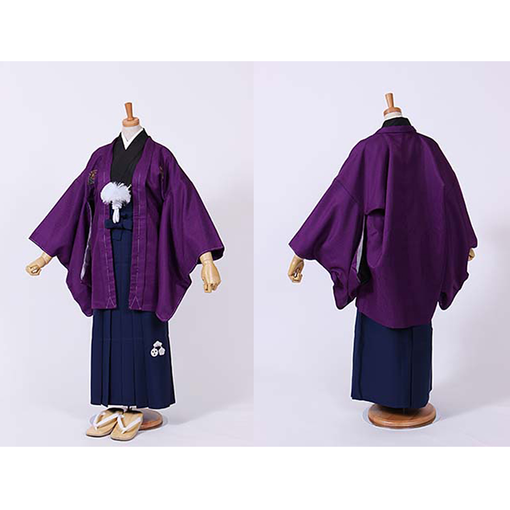 男の子・紫羽織 刺繍袴セット No9 小学生用サイズ | 着物レンタル 