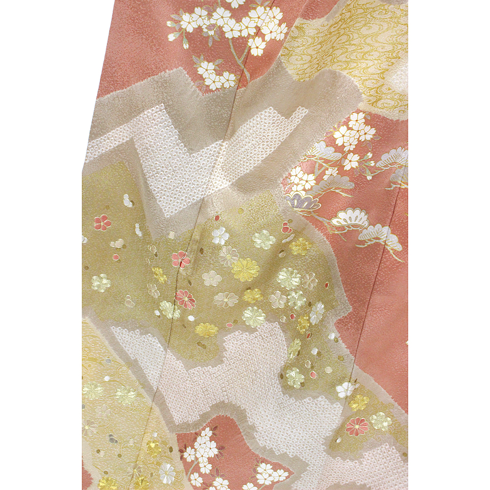 H-47 濃いピンク 絞りに金刺繍花 | 着物レンタルまつうら（貸衣装・貸 